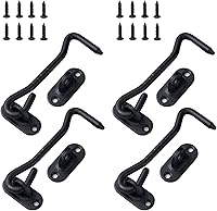 Vista 8 de 4 piezas de herrajes de acero inoxidable para puerta de granero, pestillo de puerta corredera de 6 pulgadas con gancho para ojos, pestillo de puerta