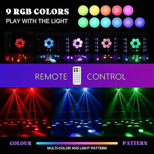 Miniatura 2 de Luces de fiesta, 6 lentes de club, luces de discoteca, luces RGB activadas por sonido, luz de DJ con control remoto para decoraciones de Halloween,