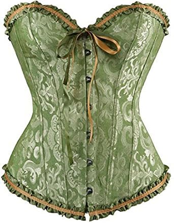 LILTWIST Women Lace Up Pirate Corset Tops Sexy Satin Overbust Corset Lingerie Gothic Western Bustier Shirts Halloween Costume