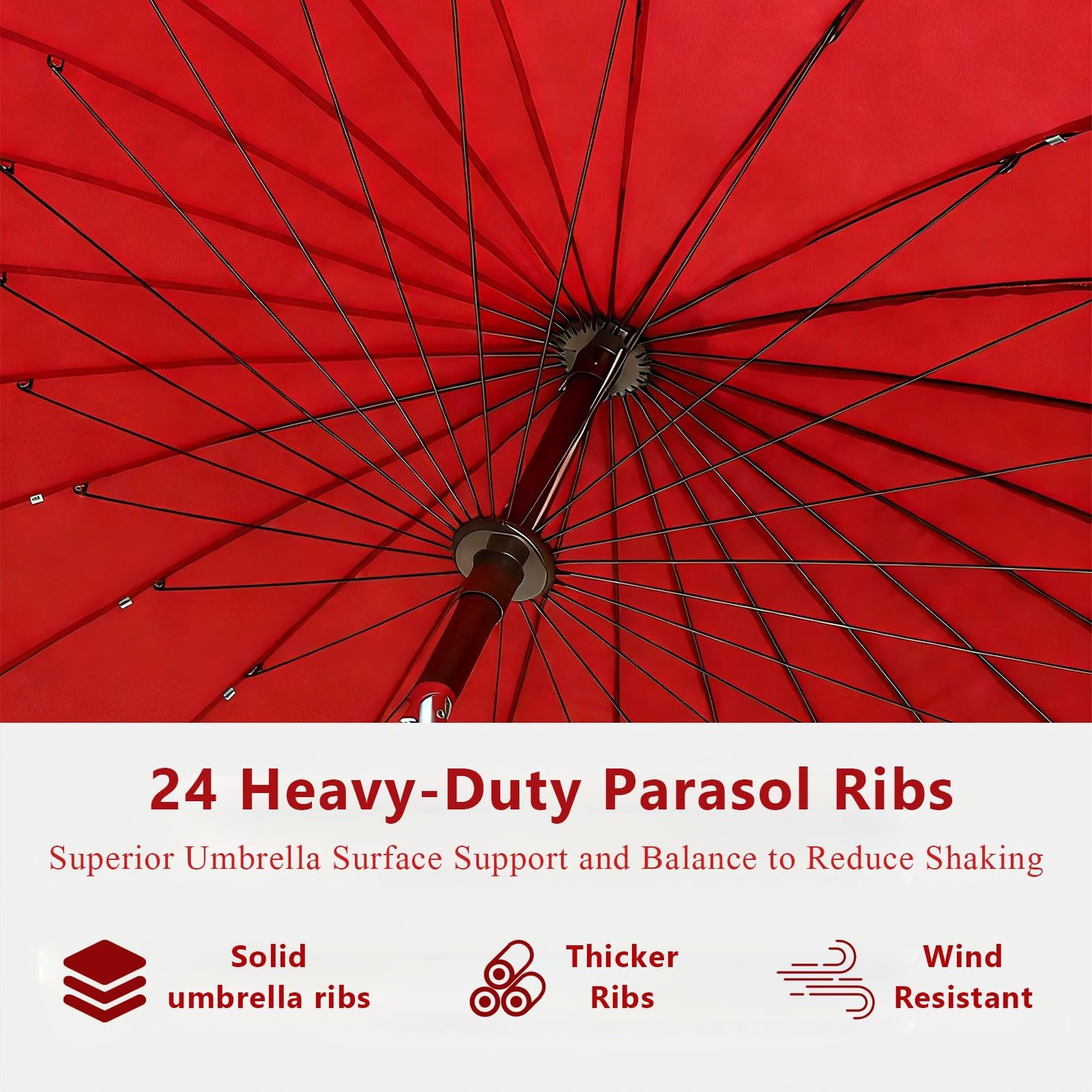 Parasol tarasowy na targ, wytrzymały, wiatroszczelny parasol ogrodowy z przyciskiem nachylenia i korbą, osłona przeciwsłoneczna UV50+, na basen, na podwórko, kemping 2,5 m