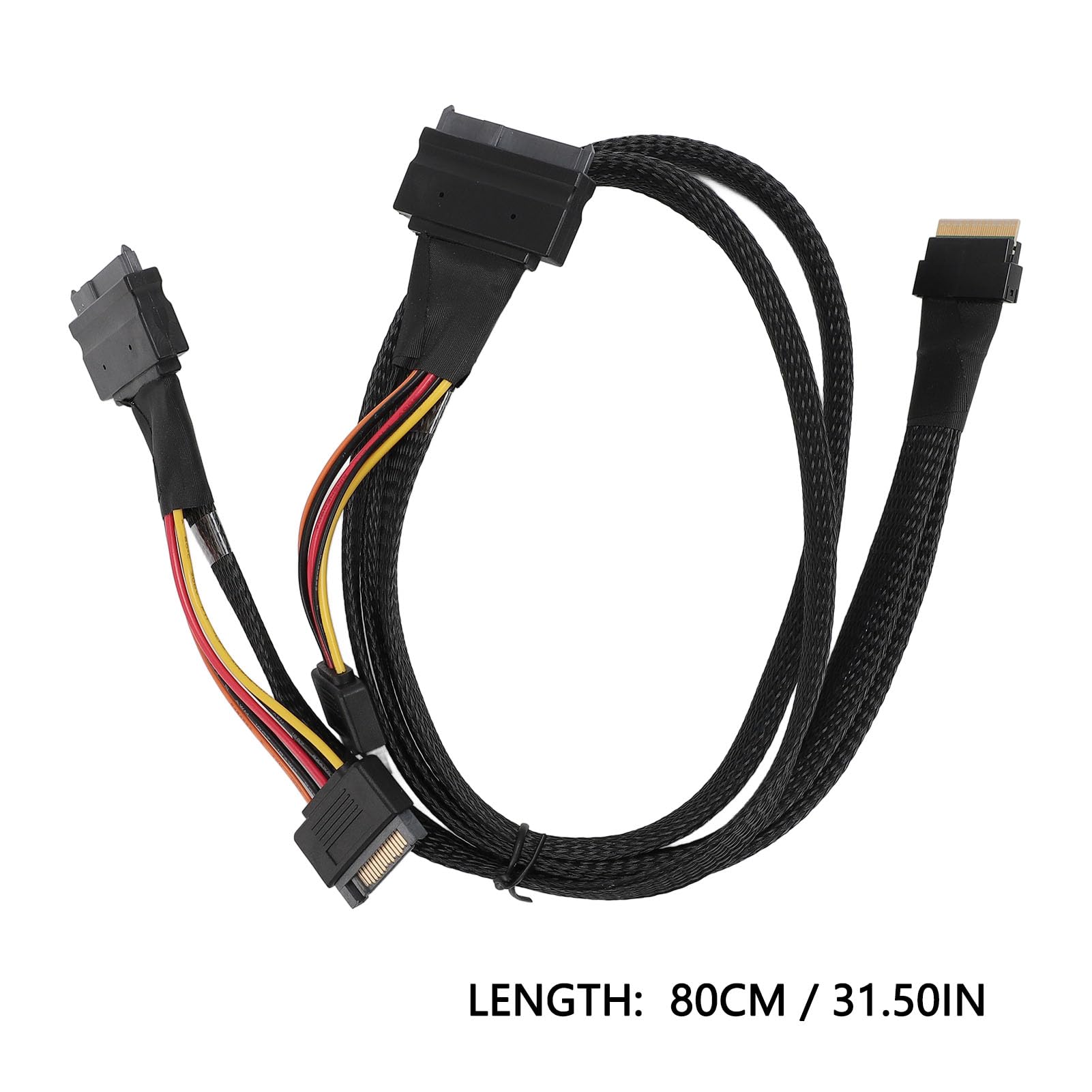 SFF-8654 8I na 2xSFF-8639 NVME U.2, kabel adaptera NVMe, 24 Gb/s 80 cm cienki do kabla adaptera karty SAS do płyty głównej SSD, długość 31,50 cala