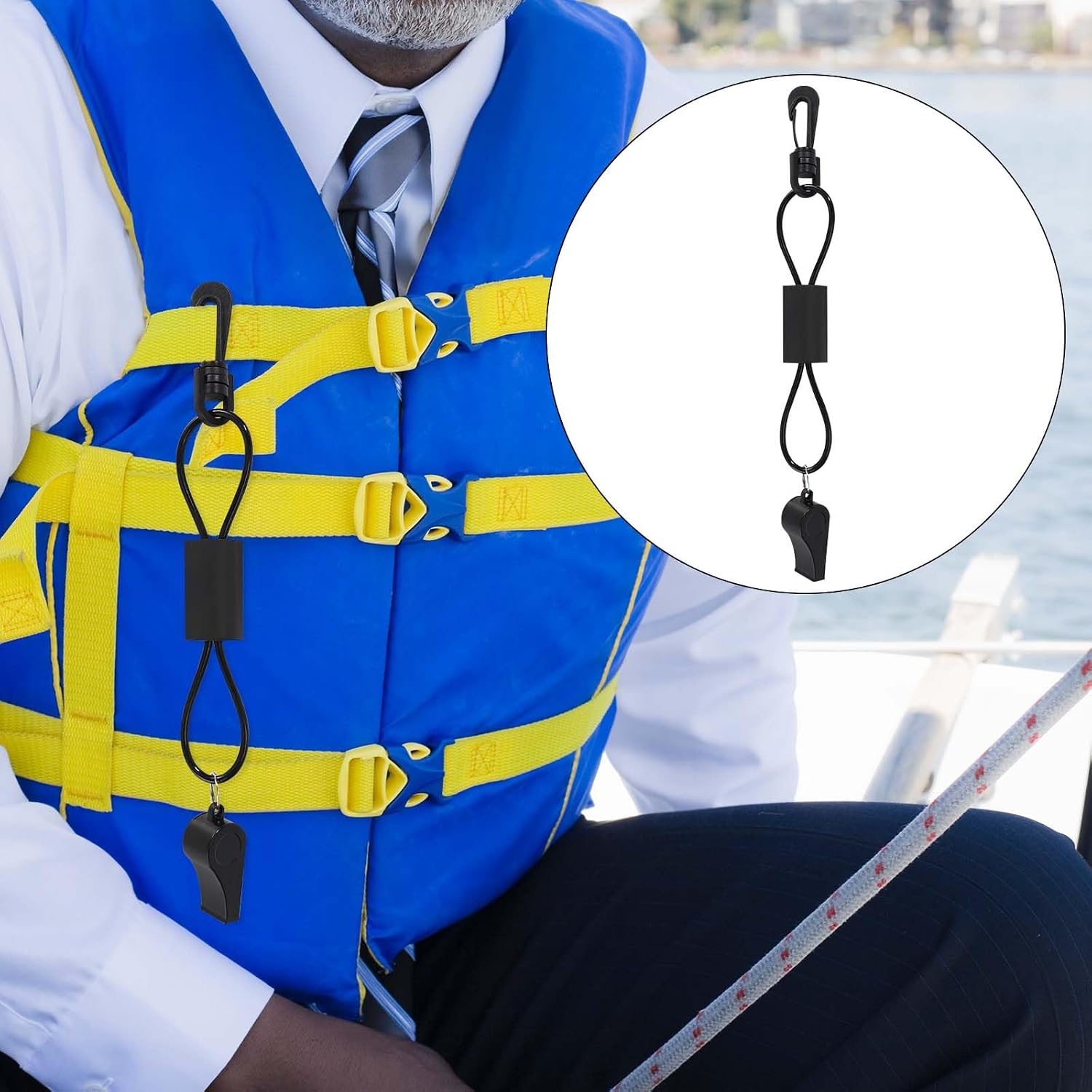 Lyreh Whistle with Lanyard for Safety Boat, Plastic Loud Blast Emergency Survival Whistle for Boating Kayaking Camping Hiking Hunting Rescue Signaling Life Jacket Accessories