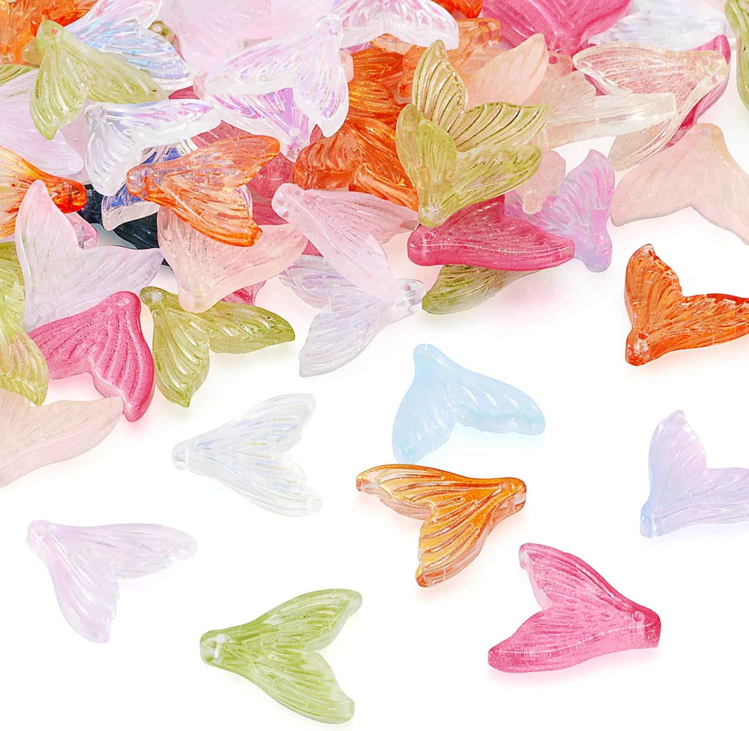 Beadthoven 100pcs Mermaid Fishtail Glass Charm Pendants Assorted Colors Sea Animal Whale Tail Crystal Glass Pendants for Earrings Keychain Bracelet Necklace Jewelry Making DIY Crafts Supplies 19mm - Image 8