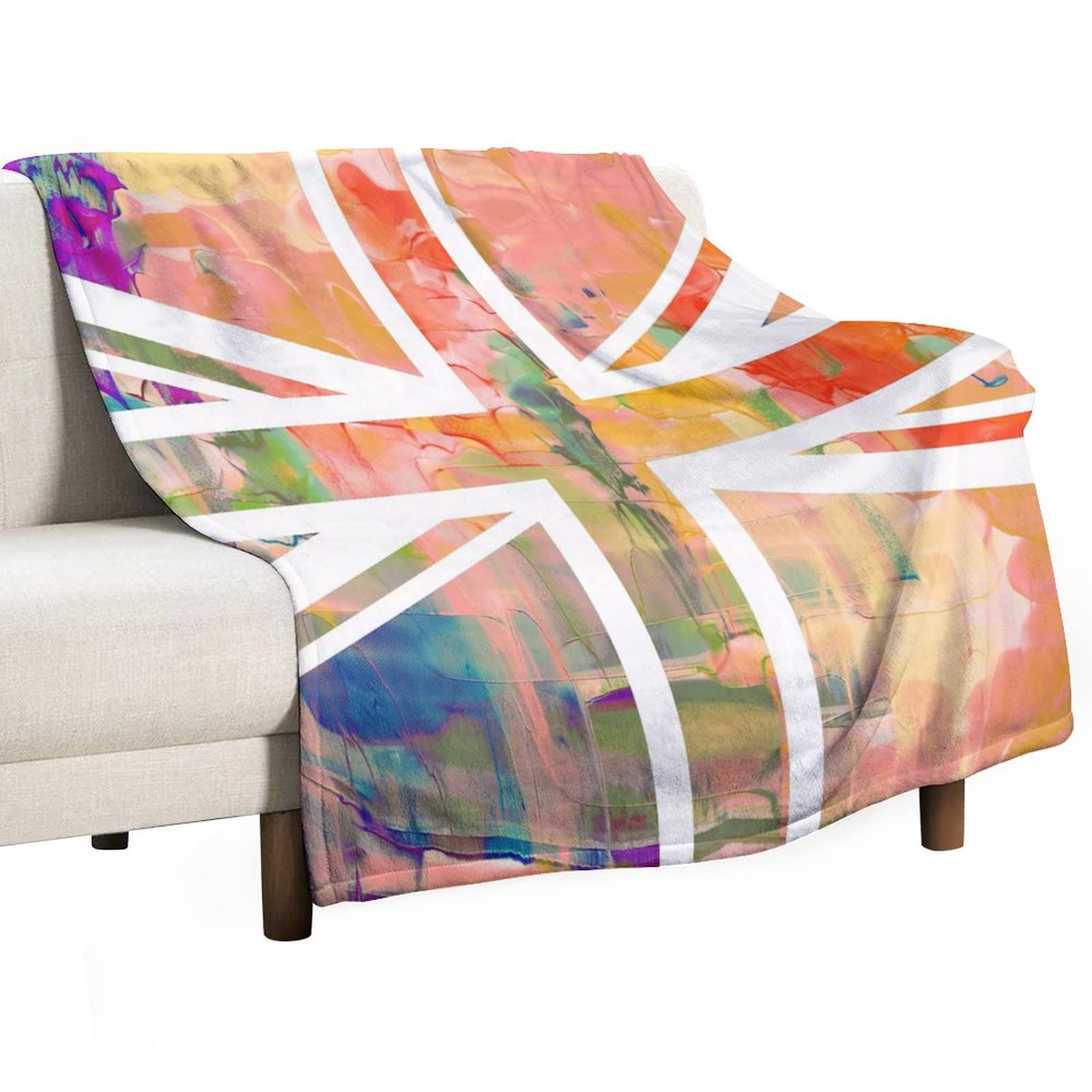 Couverture de Lit Flanelle Union Jack en Peluche Douce 130x150