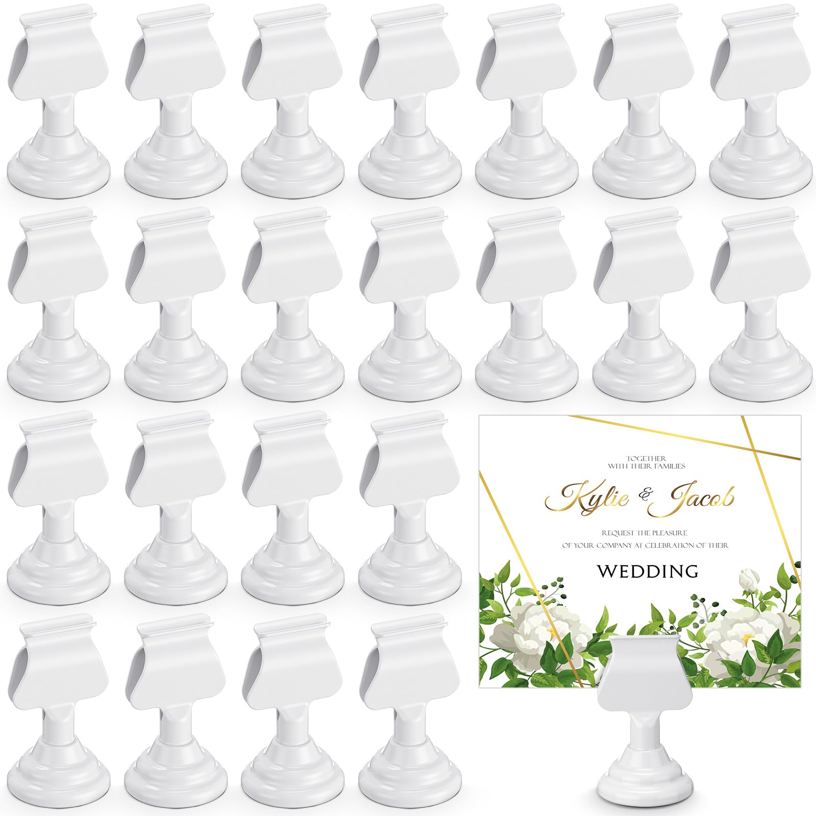 Kathfly 24 Pcs Wedding Table Number Holders Metal White Place Card Holder