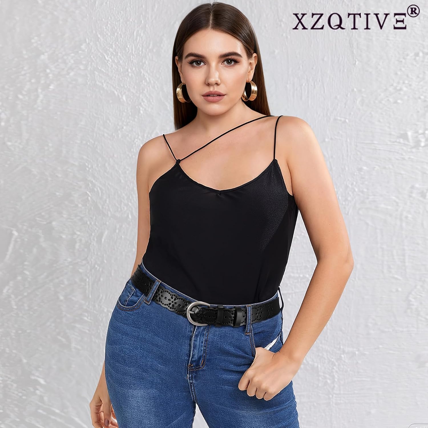 XZQTIVE Women Plus Size Leather Belt for Jeans Dresses Pants Hollow Flower Waist Belts with Solid Pin Buckle - Image 5