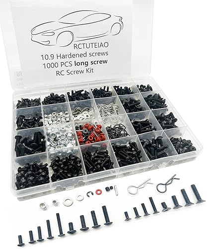 Kit de tornillos universales RC 1000 piezas M3 M4 surtido, sujetadores de hardware 1/8 1/10 1/12 1/16 escala RC coches, camiones Crawler, kit de
