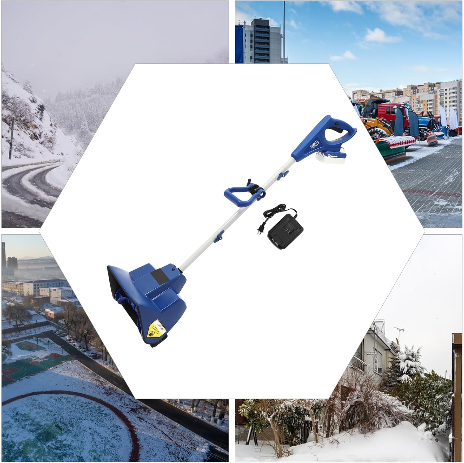 Cordless Snow Shovel, Electric Snow Blower Rechargeable Snow Thrower Snow Sweeper 11.02 Inch Wide w/4.0Ah Lithium Batteries with Ten Cells for Quickly Remove Both Thin & Thick Snow Cover