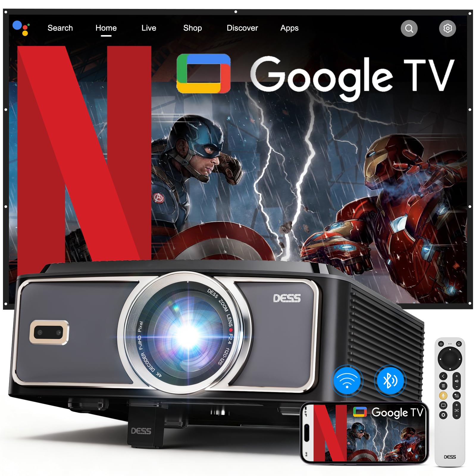 Amazon.com: 4k projector with wifi and bluetooth,DESS Movie