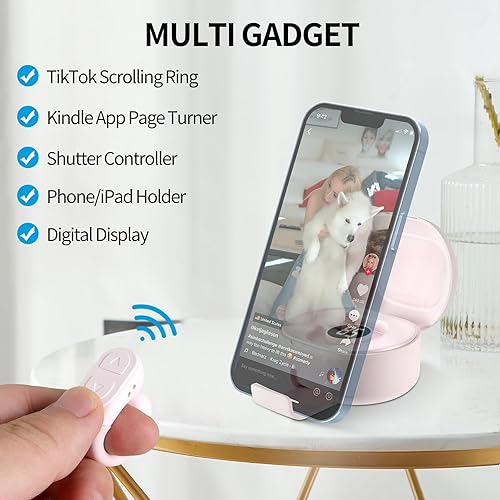 Miniatura 2 de Anillo TIK Tok actualizado, control remoto de página de aplicación Kindle, anillo de desplazamiento Bluetooth con soporte, control remoto Tiktok