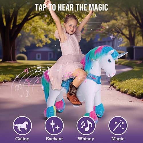 Miniatura 5 de PonyCycle Unicornio de caballo clásico U con freno, caballo blanco Giddy up Pony juguete de peluche para caminar tamaño 4 para edades de 4 a 8 años