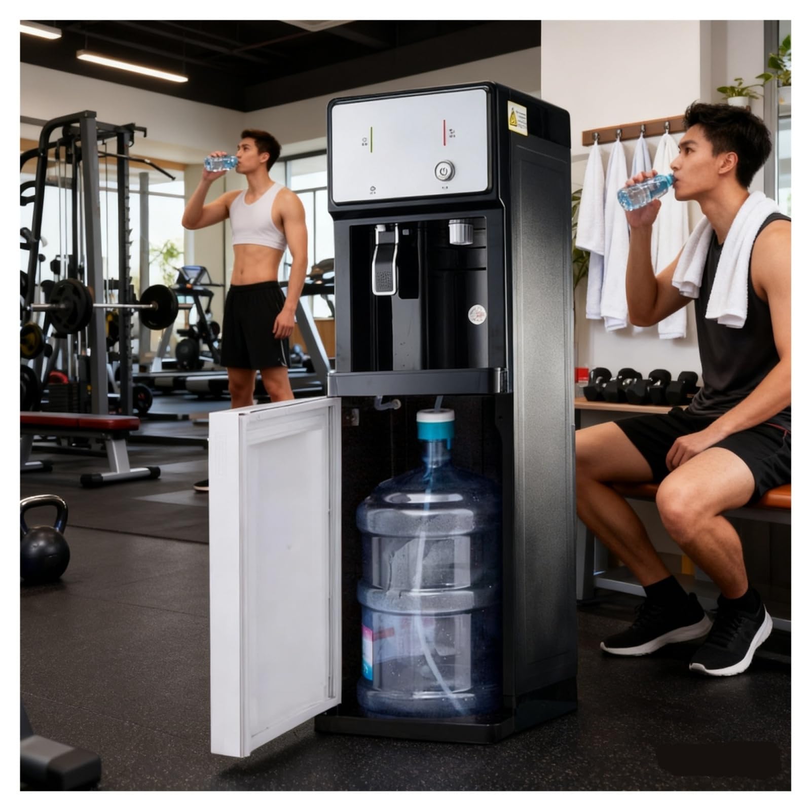 Wasserdispenser Standbrunnen, Wasserspender for Kalt-, Warm- und lauwarmes Wasser, Wasserstandsanzeige, geeignet for Zuhause, Büro und Gewerbe | Leiser Wasserspender