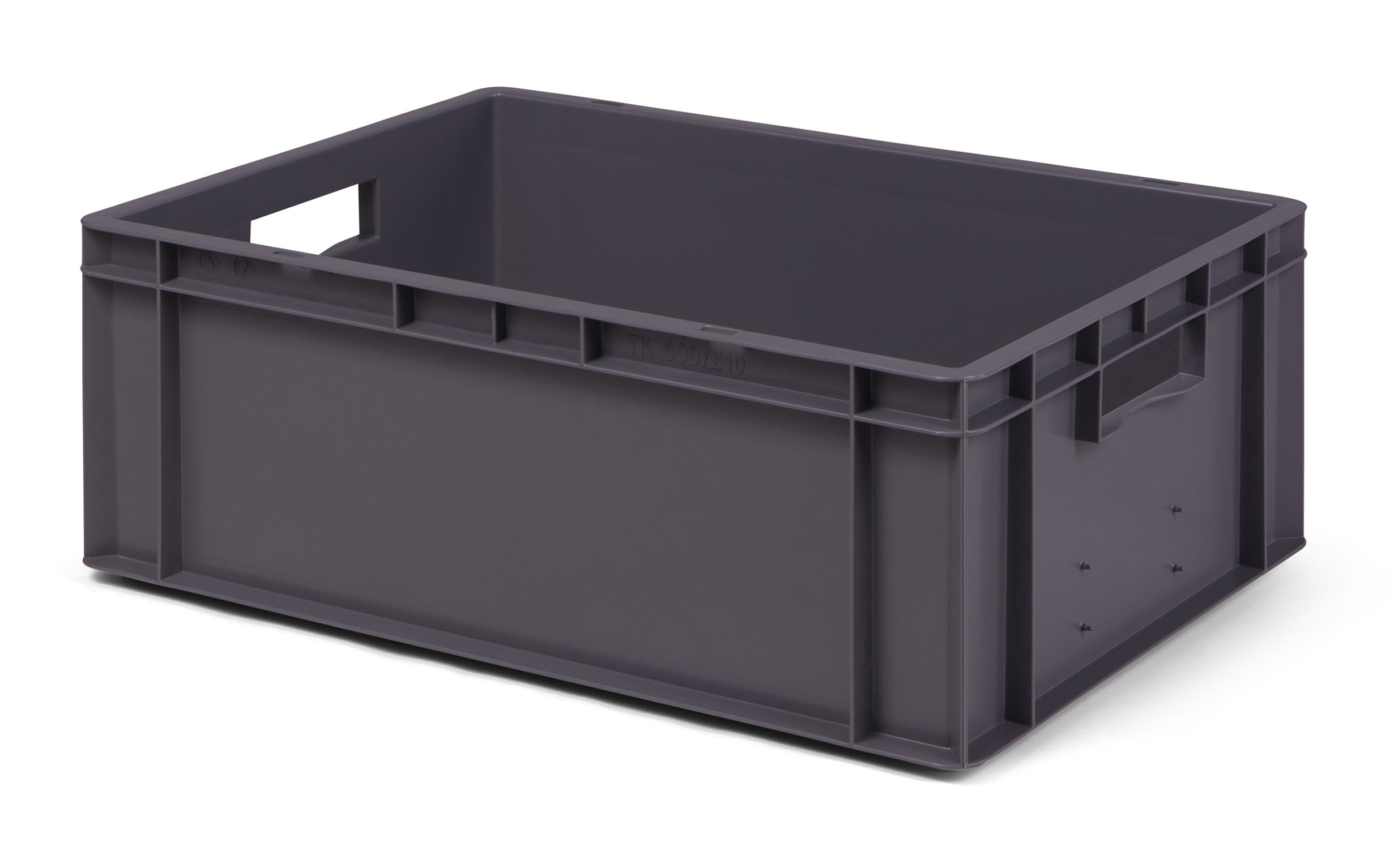 1a-TopStore 4 Stk. Transport-Stapelkasten TK621-0, grau, 600x400x210 mm (LxBxH), aus PP, Volumen: 40 Liter, Traglast: 50 kg, lebensmittelecht, made in Germany, Industriequalität
