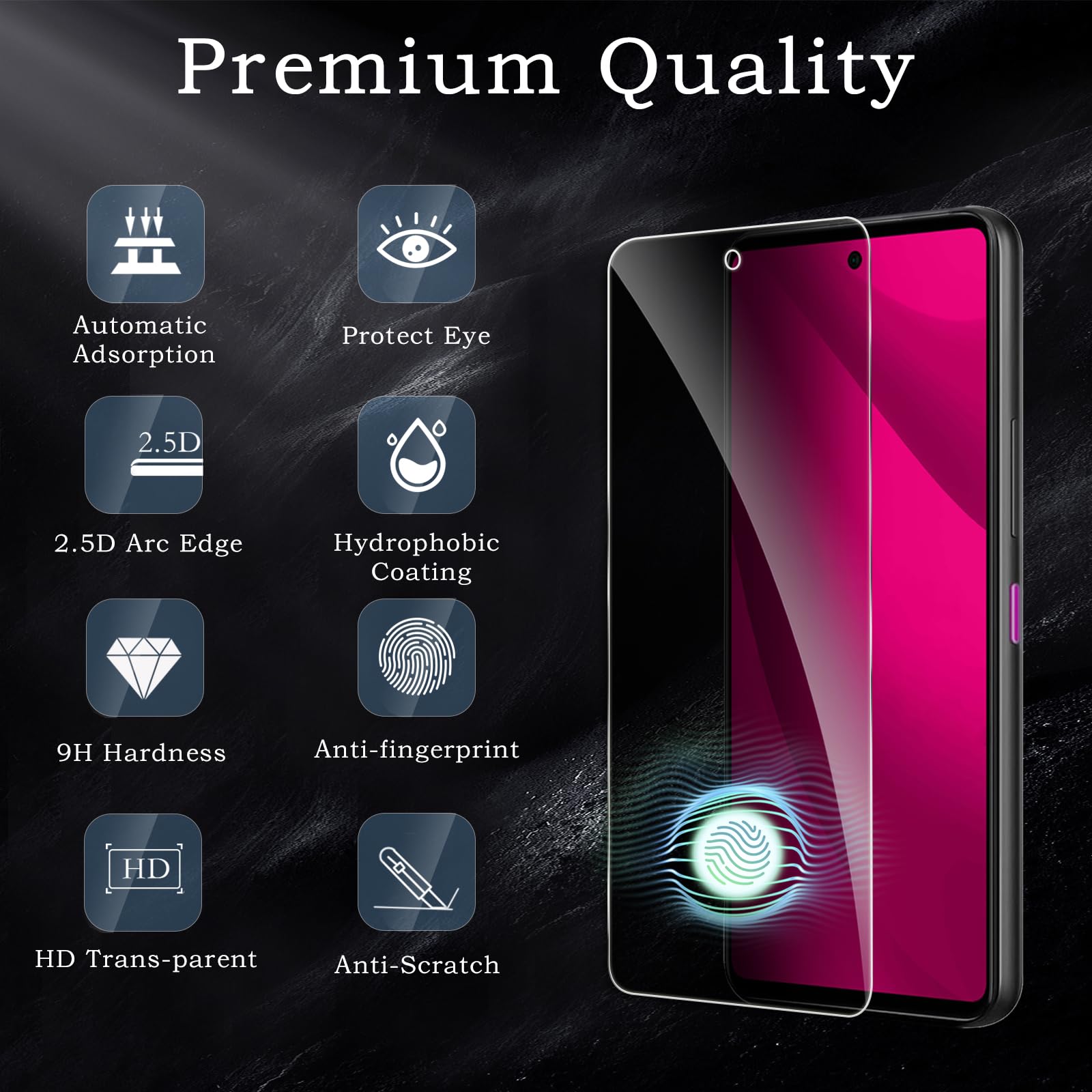 Pellicola protettiva per la privacy per T-Mobile Revvl 7 Pro 5G, accessori in vetro temperato infrangibile, pellicola in vetro temperato anti spia, compatibile con custodie, ultra resistente, durezza