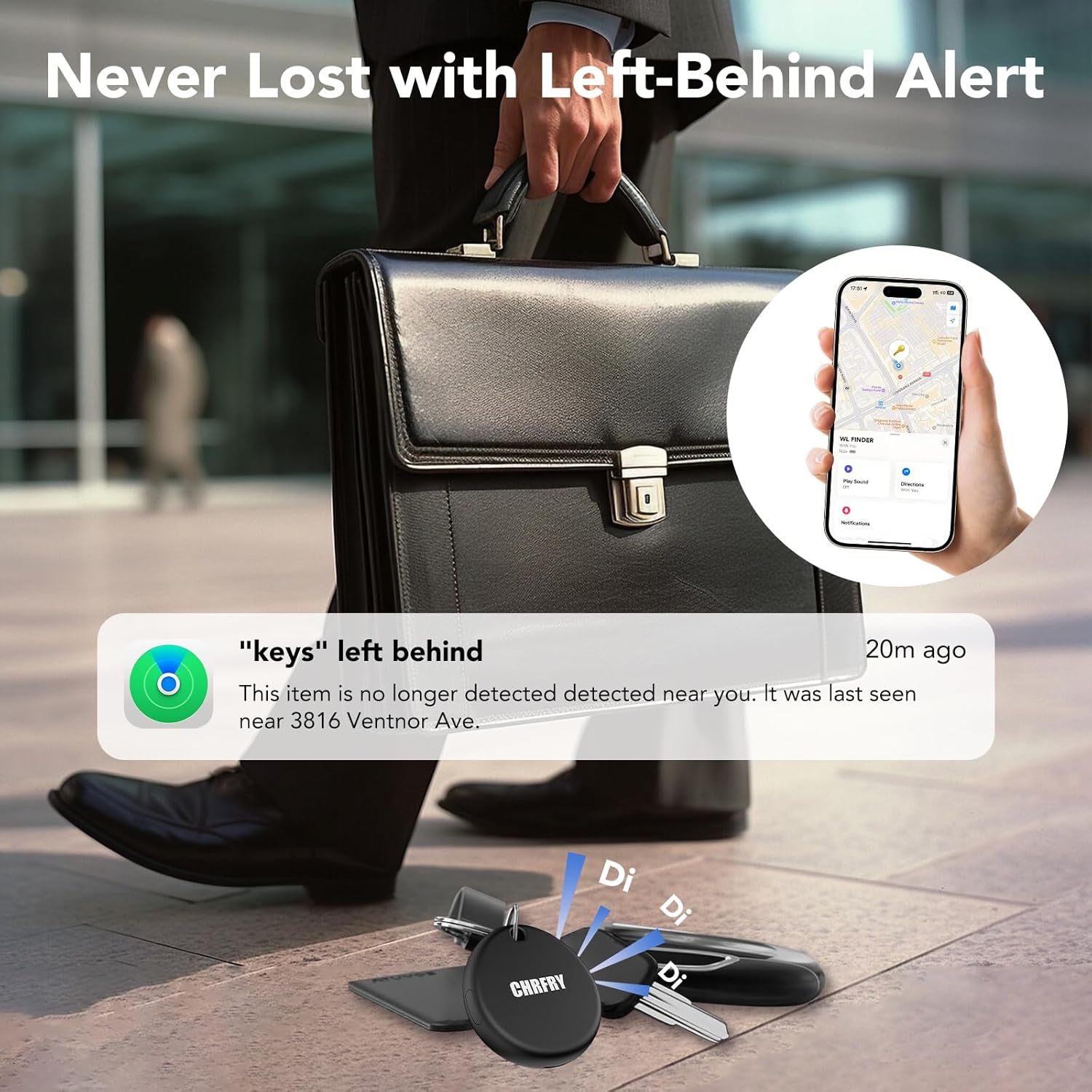 Tracker -2 Pack, Smart Bluetooth Tracker Item Finder Work with Apple Find My (iOS only) (Classic Black)