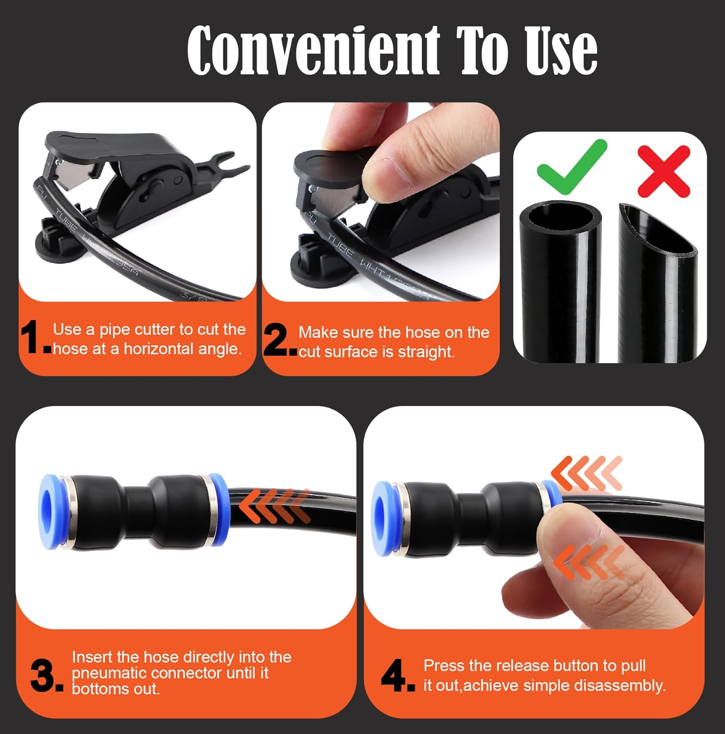 60Pcs 1/4" Quick Connect Air Hose Fittings Assortment Kit,Push to Connect Fittings,with NPT Thread Air Line Fittings for Air Brake System