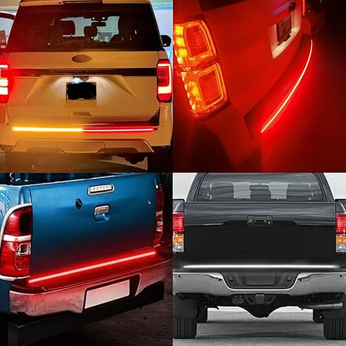 Miniatura 7 de Barra de puerta trasera de camión de 60 pulgadas, triple fila, 504 LED, tira con freno rojo, blanco, secuencial inversa, ámbar, luces