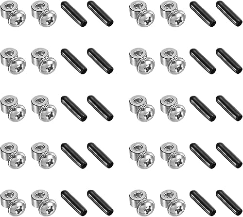 PATIKIL Juego de tornillos ajustables de repuesto y tapas de extremo, 10 juegos de accesorios de repuesto para cable de velocidad de cuerda de saltar