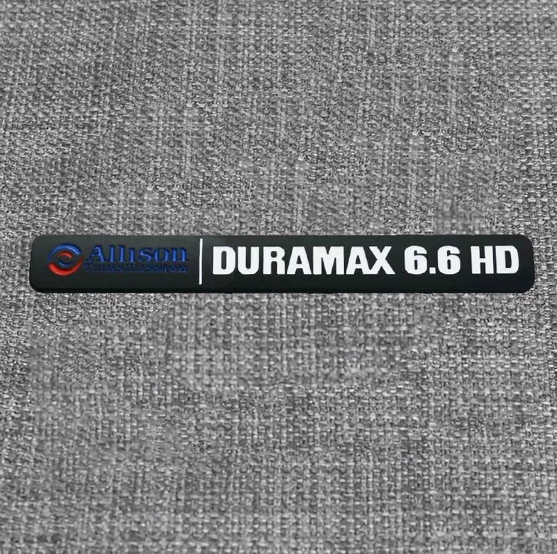 Image of 2Pcs Allison Transmission 6.6Hd 6.6 Hd Emblems 3D Badge Decal Compatible with Dura-max 2500Hd 3500Hd Silverado Sierra Truck (Black White)