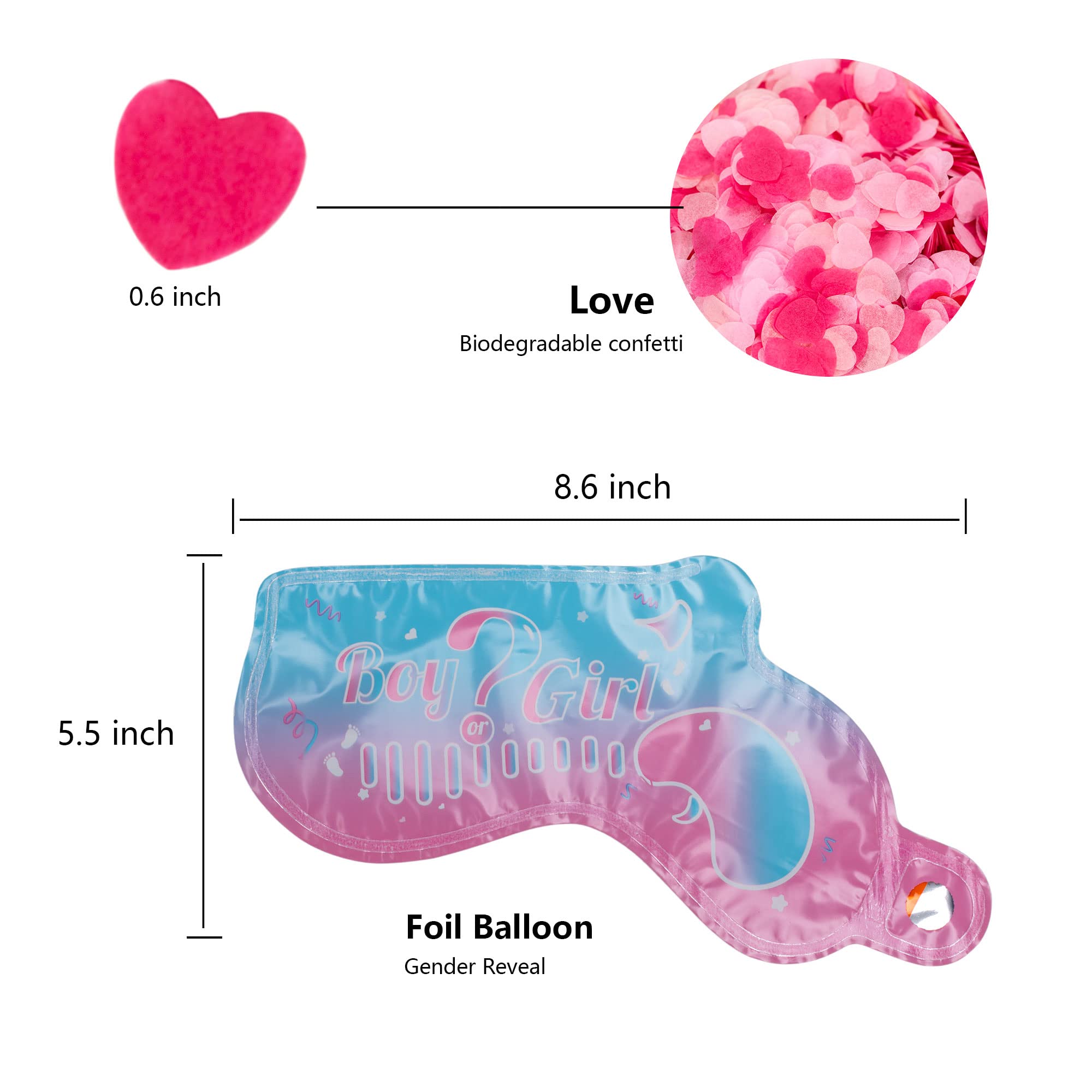 SANERYI Gender Reveal Balloon Pack of 5 Boy or Girl Confetti Filling Reveal Balloons Gender Announcement Decoration Baby Shower Party (Pink) - Image 3