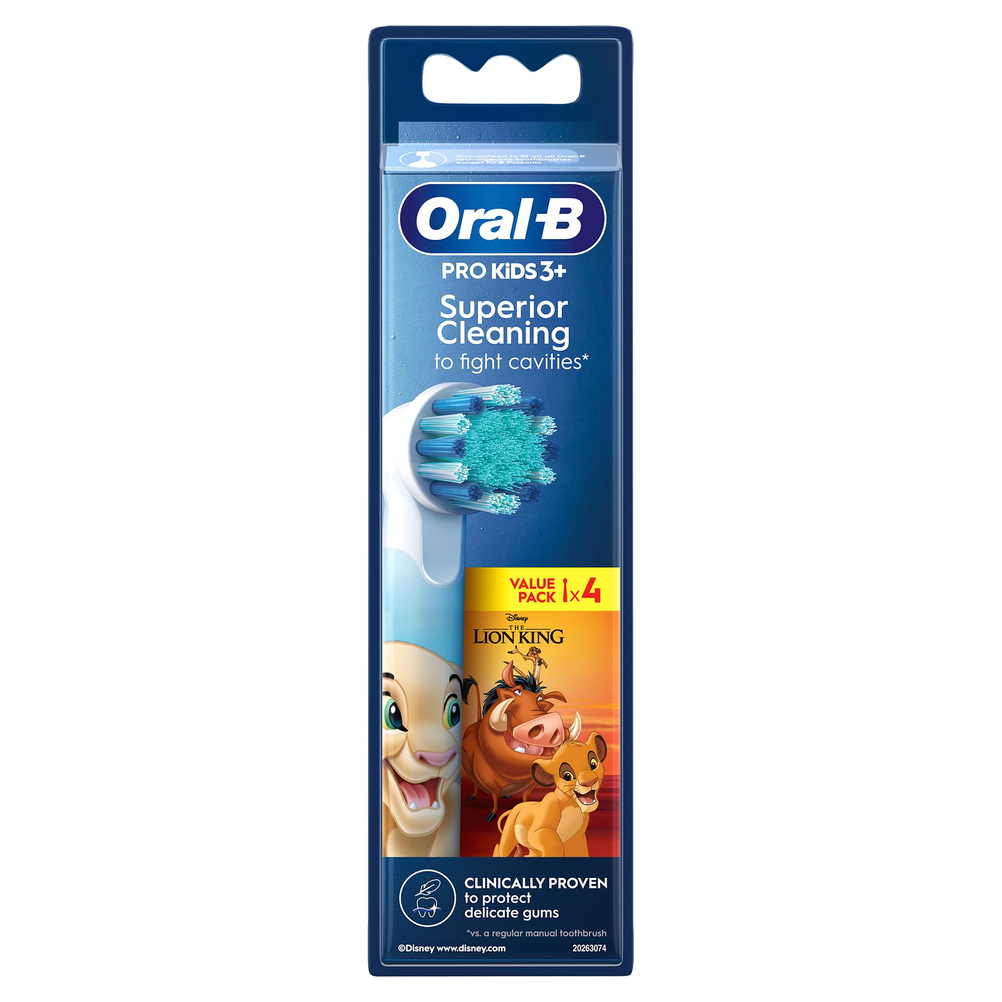 Oral-B Pro Kids - Cabezales de cepillo de dientes con Disney The Lion King, paquete de 4 unidades