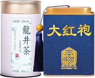 XIXICHA Longjing Green Tea 龙井茶 绿茶 & Dahongpao Oolong Tea 大红袍 乌龙茶