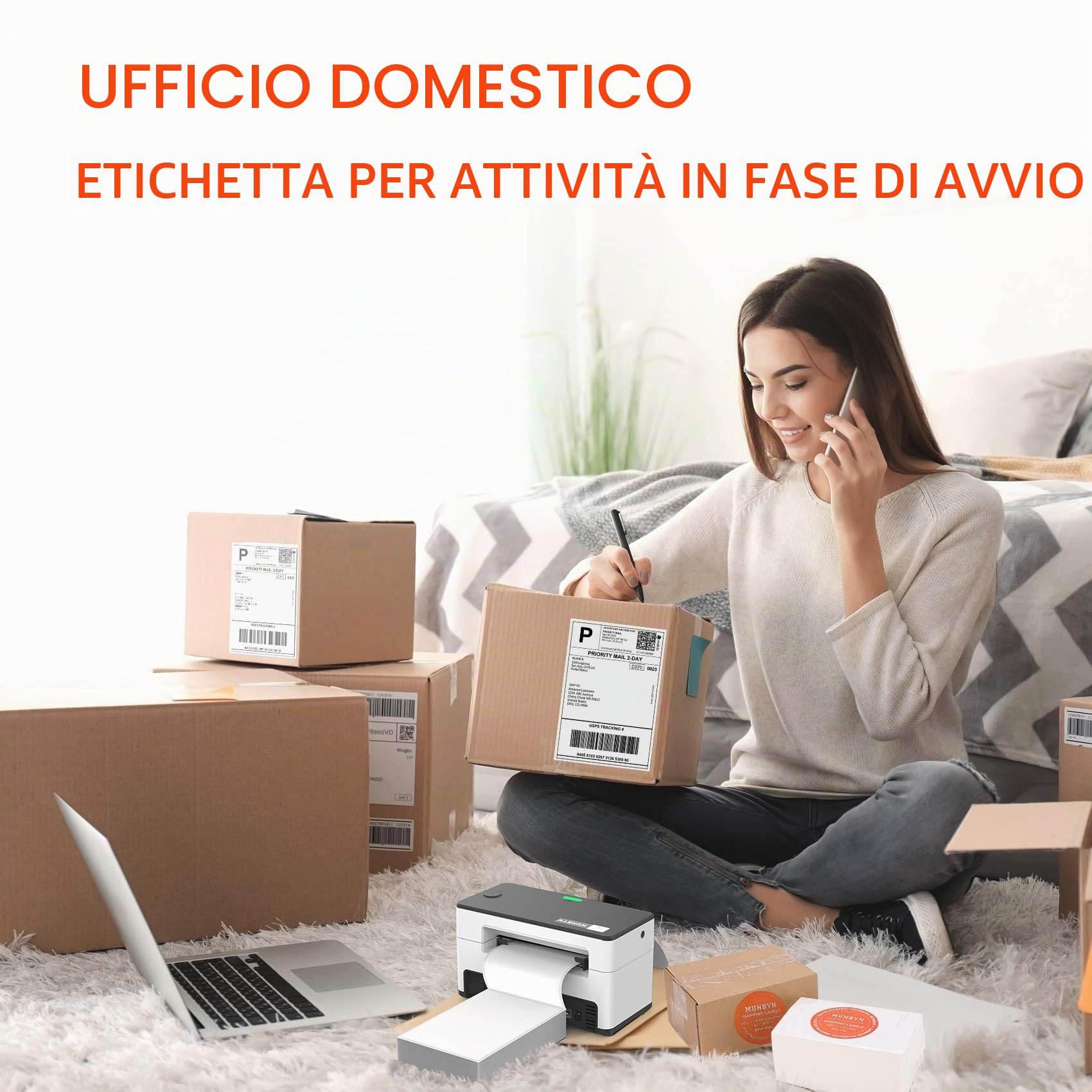 MUNBYN Adesivi per spedizione 4 x 6 etichette DHL (1000 pezzi 10,2 x 15,2 cm) Etichette di spedizione in carta termica per stampanti di etichette 4XL Etichette di carta impermeabili, senza BPA/BPS