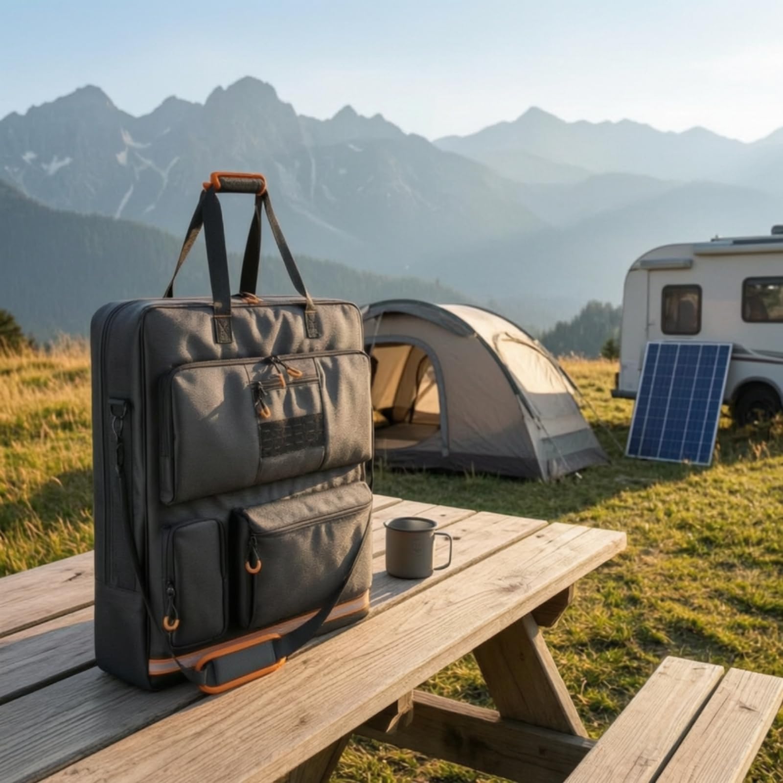 Borsa Imbottita con Tracolla Resistente Custodia Protettiva Multitasche per Campeggiatori, Campeggio, Outdoor