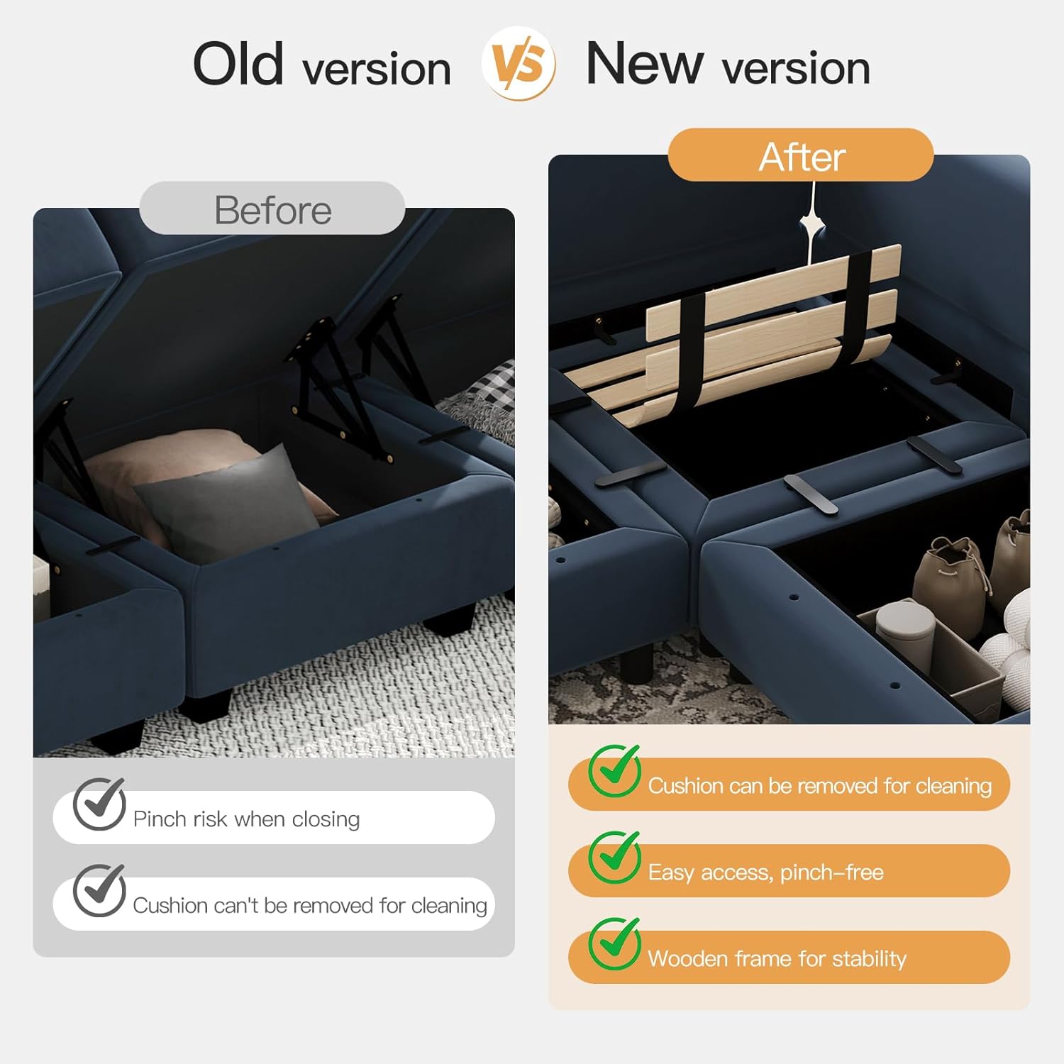Image showing built-in storage under every seat of the modular sofa