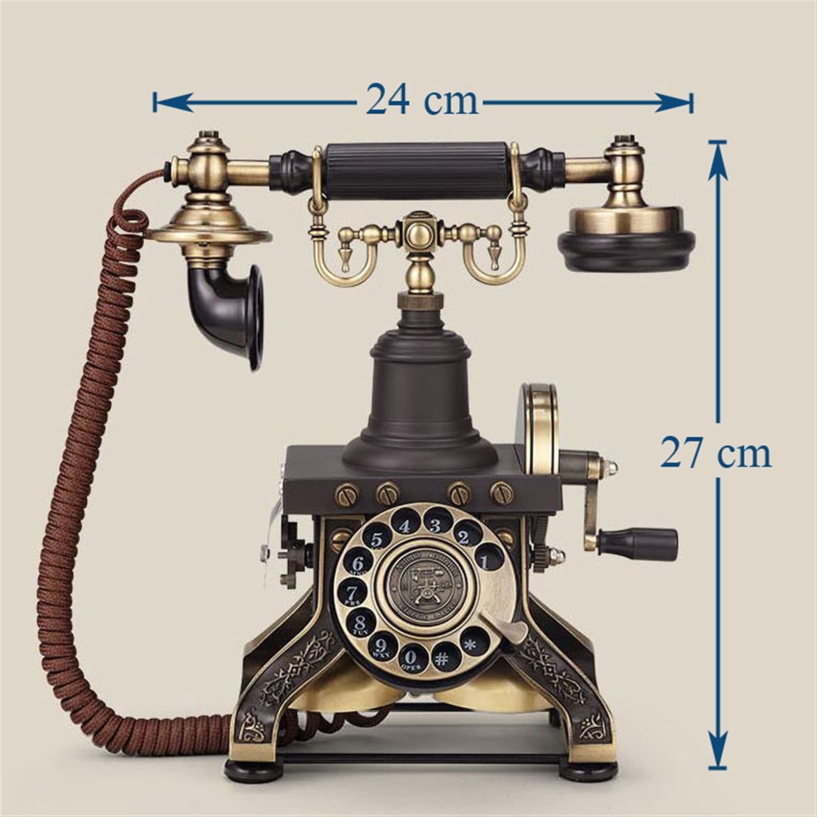 Téléphone à Cadran rétro, téléphone Fixe européen Antique à l'ancienne en métal, téléphone Vintage, Bureau, Maison, hôtel, rétro Fixe, Sonnerie mécanique, téléphone nostalgique