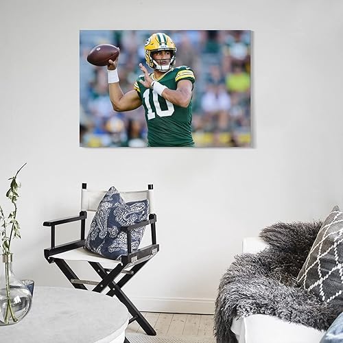 Miniatura 5 de OKSEAS Jordan Love Art - Póster deportivo de estrella del mundo de fútbol americano, póster de arte de pared, pintura en lienzo, pósteres de arte,