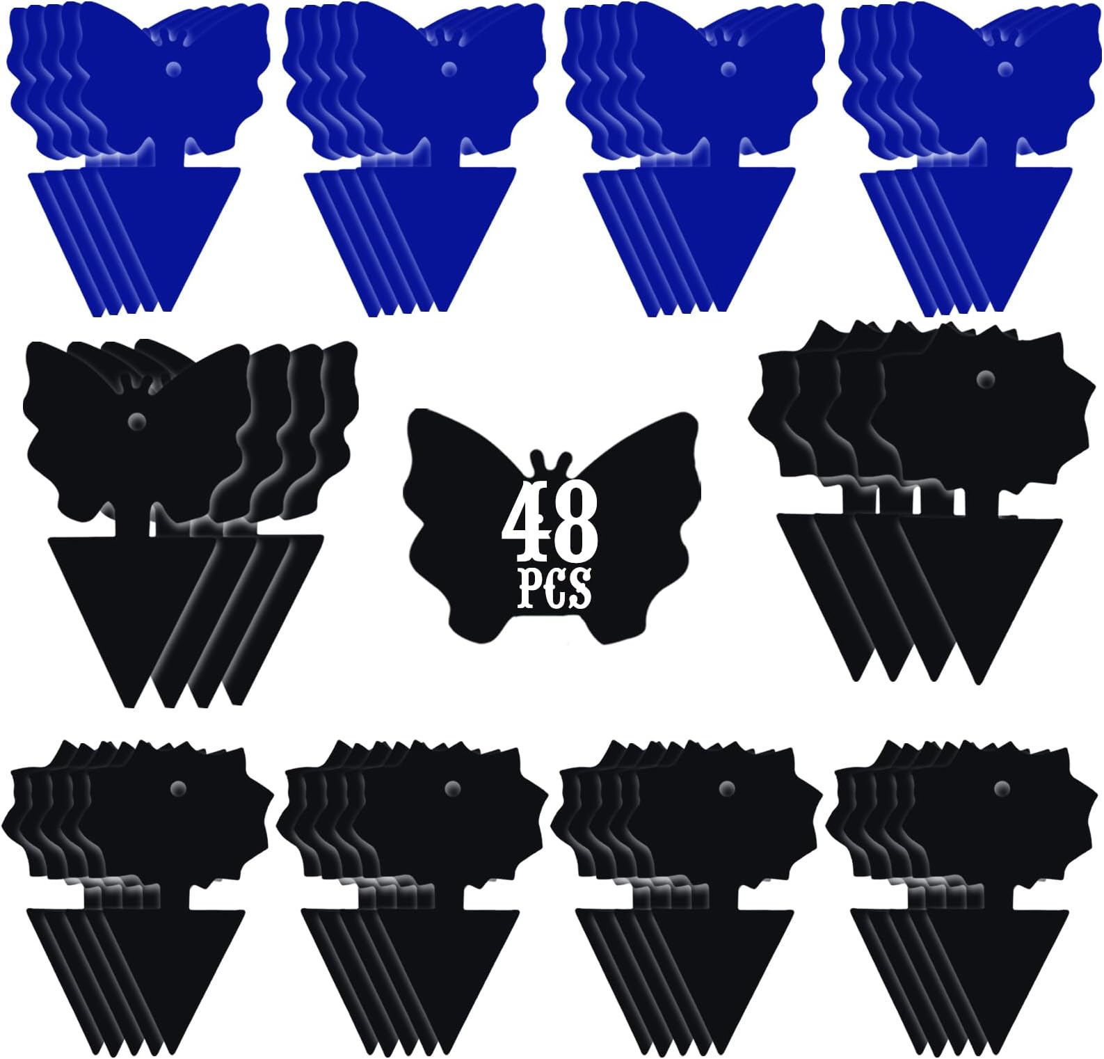 USKICH Sticky Traps Gnat Killer Fruit Fly Traps Non-Toxic and Odorless Fungus Gnat Traps Insect Traps Black Sticky Trap for Indoor and Outdoor Plants（48Pcs Black）