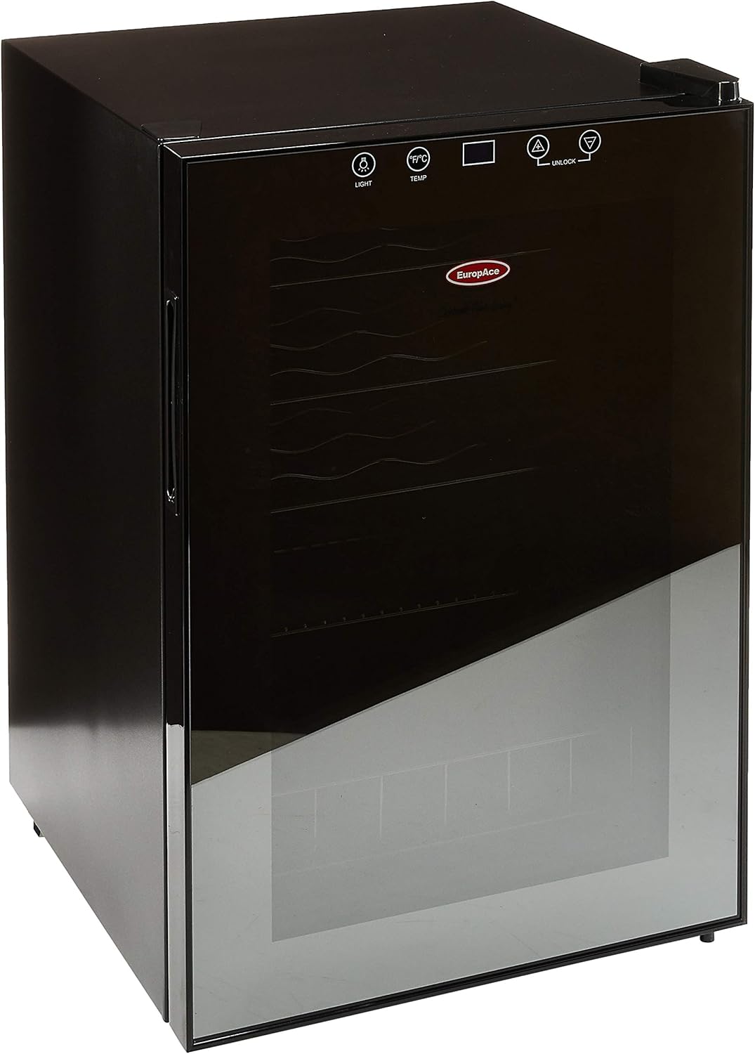 EuropAce EWC 201 Wine Cooler with Mirror Glass Door, Capacity 20