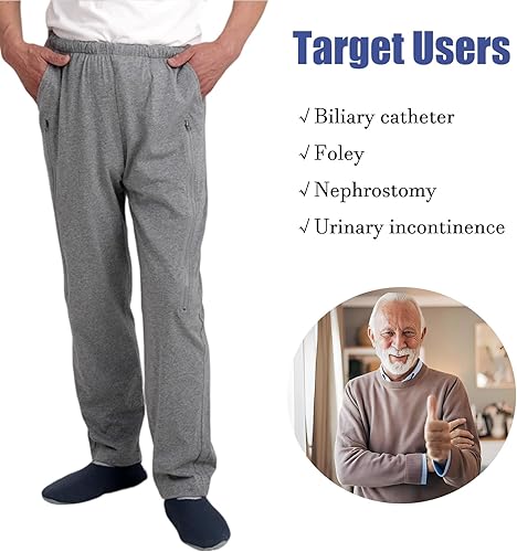 Miniatura 3 de Pantalones ligeros para catéter para las piernas, pantalones de catéter para mujereshombres, pantalones transpirables para bolsa de orina con