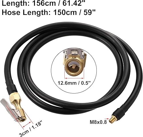 Miniatura 4 de X AUTOHAUX Válvula de neumático de acero inoxidable de 59.1 in 59 pulgadas para conectar tubería de aire Chuck inflador compresor bomba de extensión