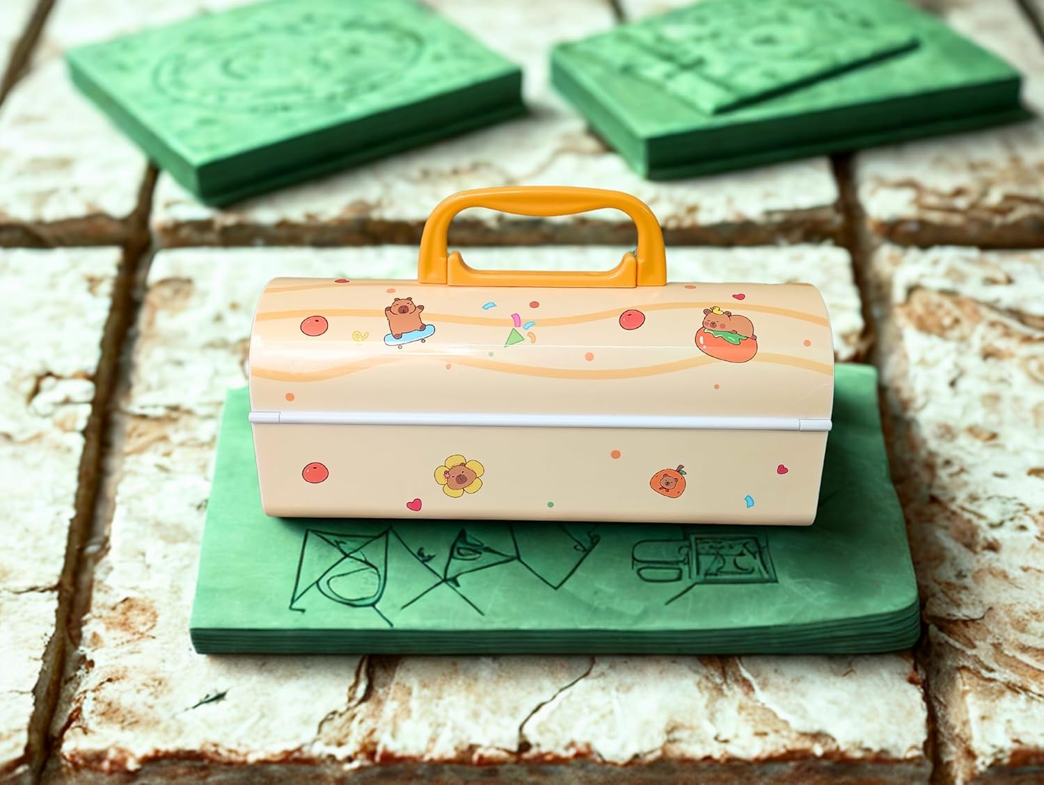 Alokik Enterprise Capybara Themes Kids Pen & Pencil Box | Suitcase Style Password Lock Pencil Case, Multi-Layer Pencil Box, Boys, Girls, Stationary Organizer Case, Return Gift for Kids 1