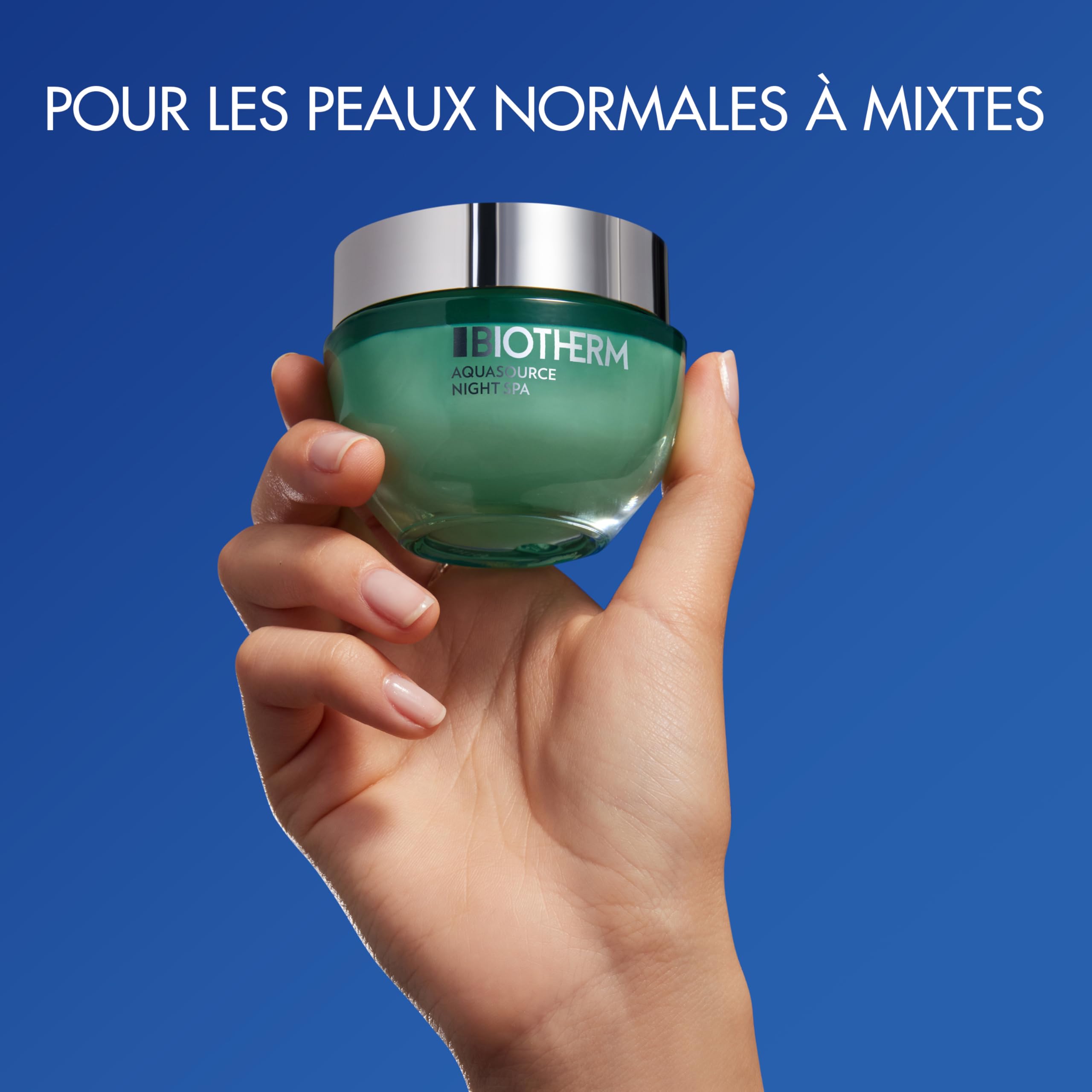 Biotherm Aquasource Night Spa Soin Nuit Hydratant Tous Types Peaux | Baume gélifié triple effet, Atténue ridules déshydratation, Teint éclatant, Pot 40% verre recyclé