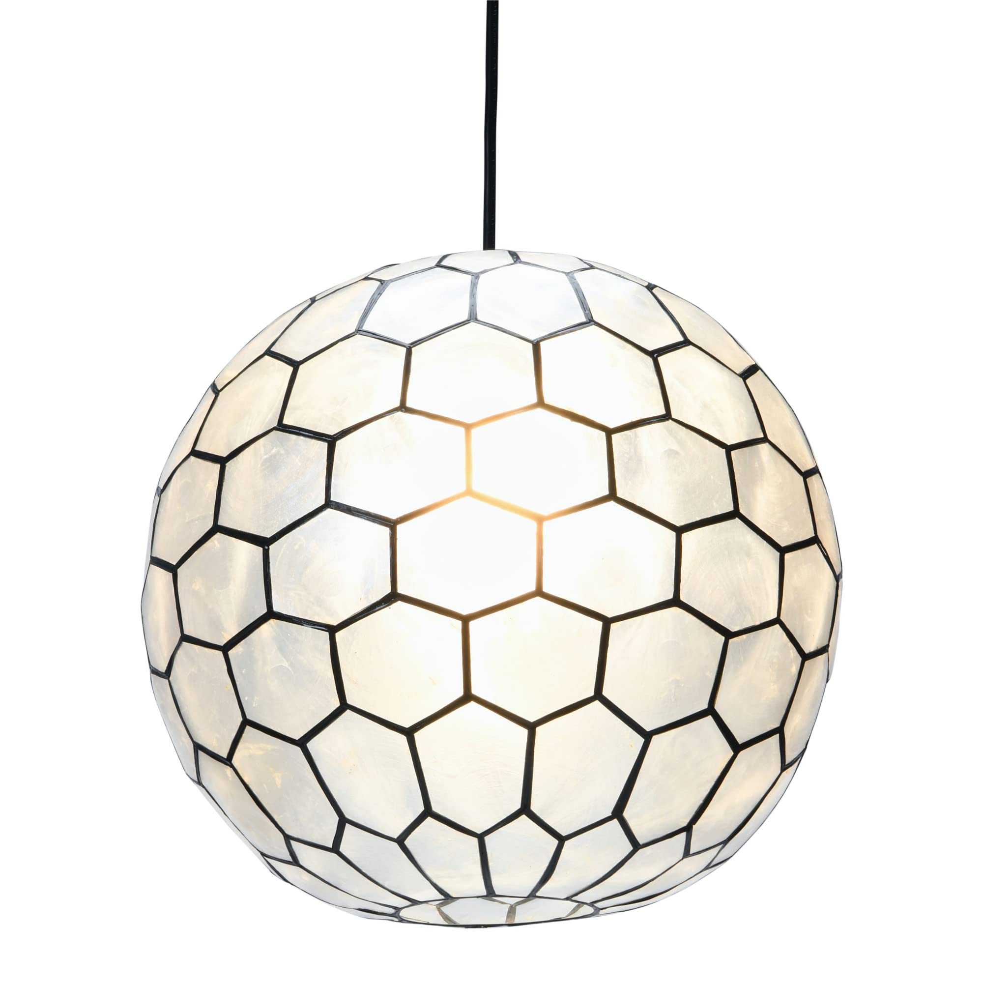 Creative Co-Op EC0909 Capiz Honeycomb Ceiling Light Pendant, Black