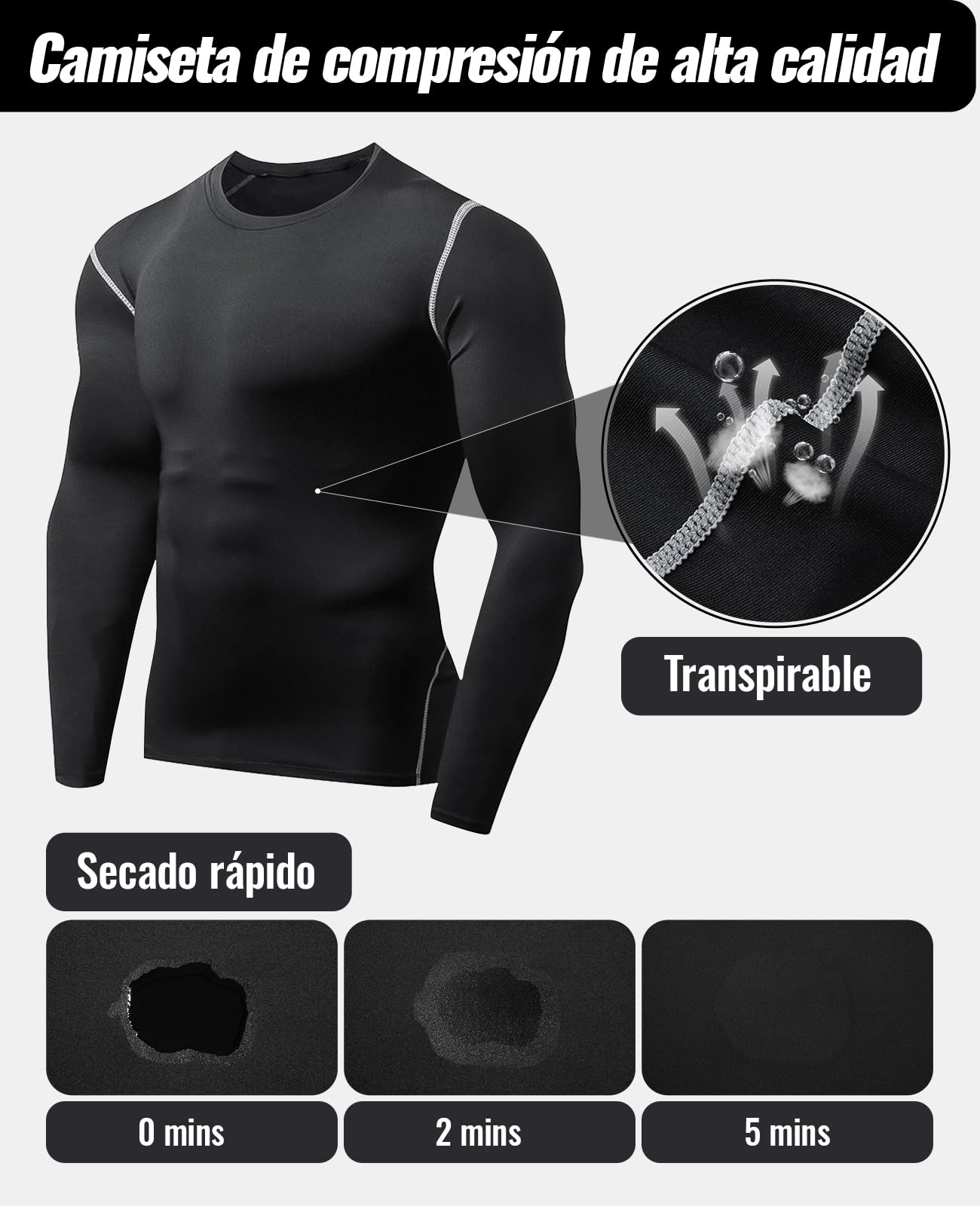 Niksa 3 Piezas Conjunto de Compresion Hombre, Camisetas Compression Mallas Running Pantalon Corto Deporte Ropa Deportiva Hombre para Running Correr Gym Fitness
