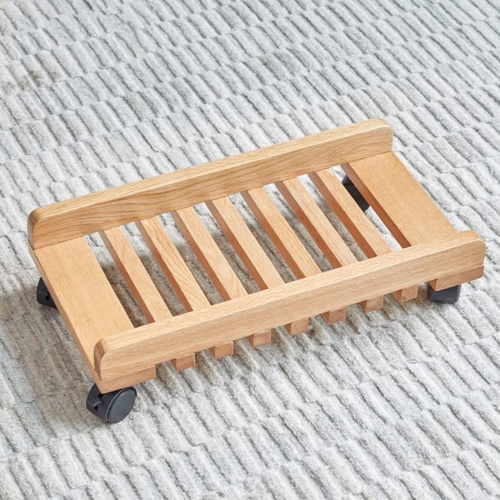 ENGENDER PC Stand Computer Tower Cart, Wood Mobile PC Holder, Computer Host Stand with Wheels Under Home Office Desk, CPU Rolling Stand Computer Tower Stand