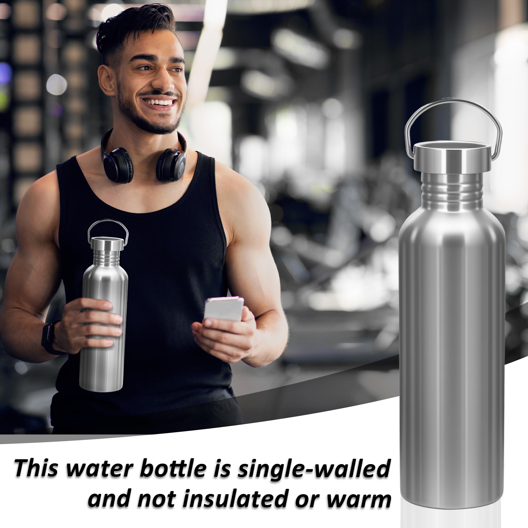 Botella Agua Acero Inoxidable 1000ML (1 Litro) - Cantimplora Acero Inoxidable Sin BPA, Reutilizable Ligera y Sin Fugas, Dos Tapas para Gym, Gimnasio, Deporte, Oficina y Niños