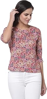 style quotient Women Teal and Black Geometric Printed Polyester Smart Casual Top-picture-29