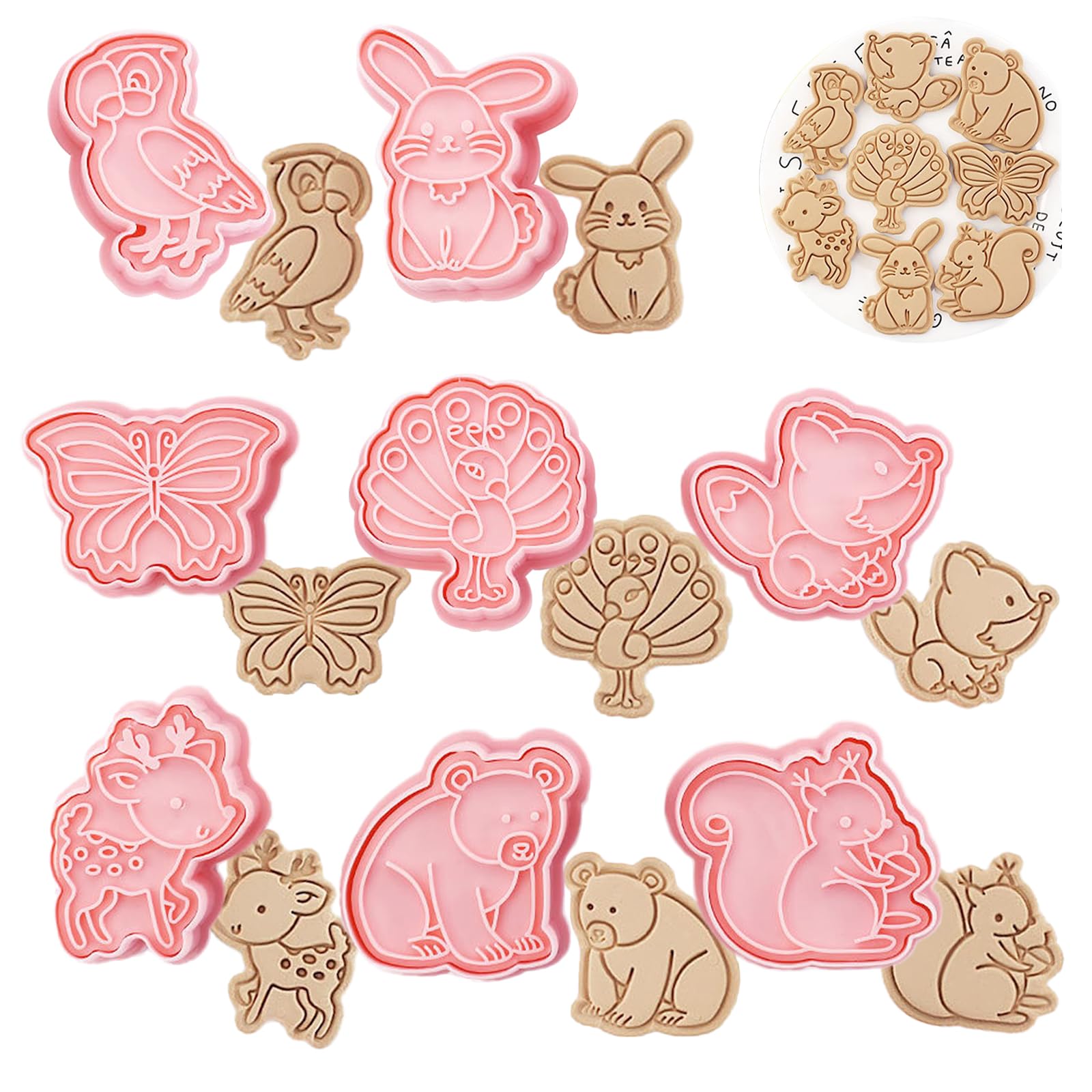 Honicemar 8 Pcs Animals Cookie Cutters Biscuit Cutters for Baking 3D Cookie Cutters Shapes Forest Animal Mould for DIY Chocolate Cookie Fondant Pastry Decoration