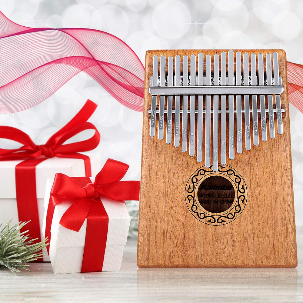 Dripex Kalimba 17 Schlüssel, Finger Daumenklavier Kalimba Thumb Piano Marimba Instrument für Musikliebhaber Anfänger (Mahagoni)