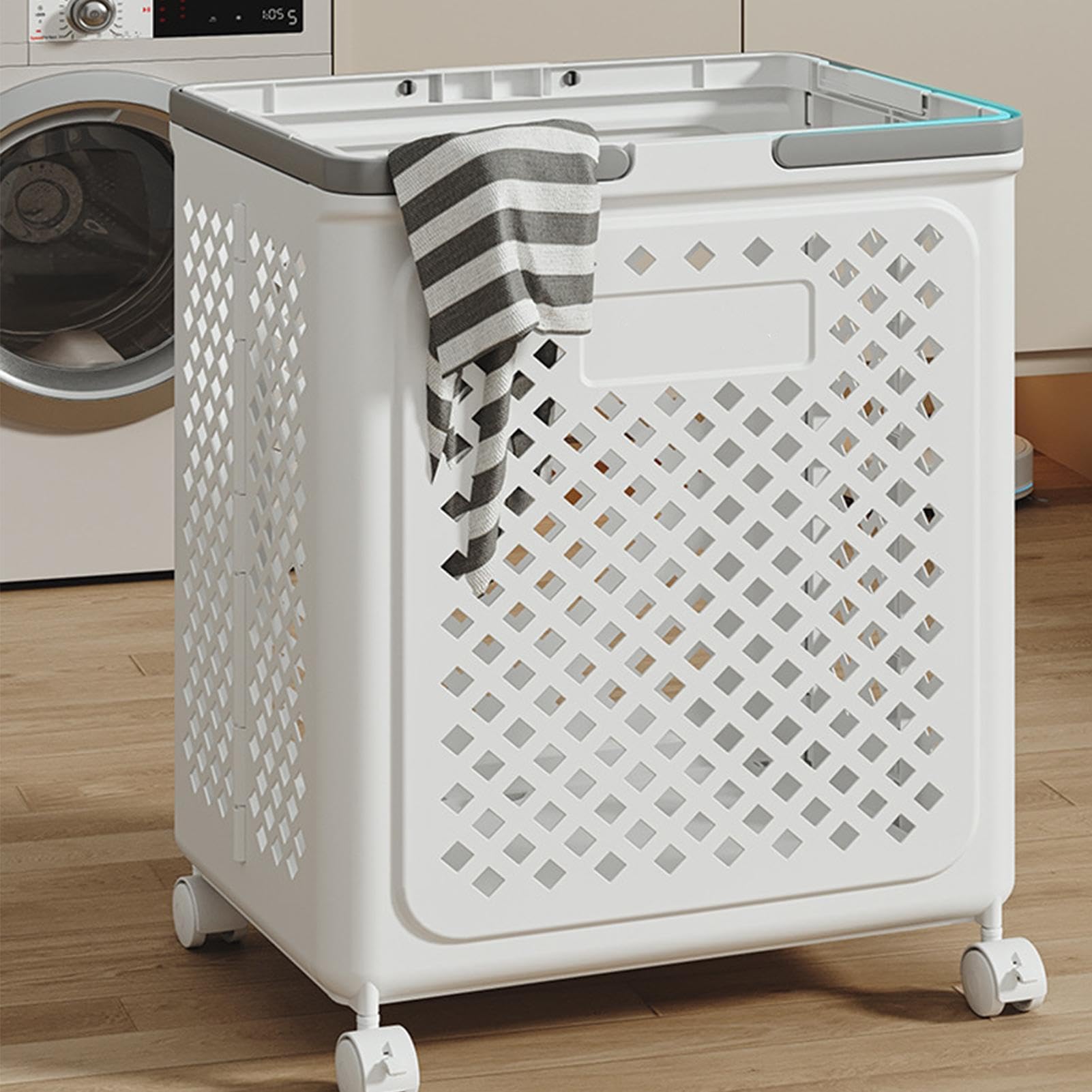 Cesto portabiancheria con ruote, pieghevole, grande cesto portabiancheria su ruote, cestino portatile per vestiti sporchi per casa, armadio, dormitorio, bagno, lavanderia