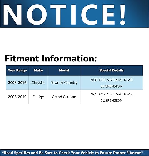 Miniatura 2 de Detroit Axle - Barras estabilizadoras de puntales delanteros para Chrysler Town & Country 08-19 Dodge Grand Caravan 2008-2016 [no para suspensión