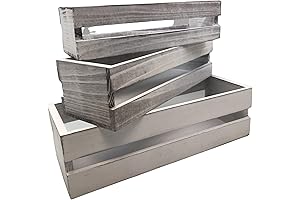 Oojami Wooden Crate Decorative: Premium 3-Pack Nesting Crate Set