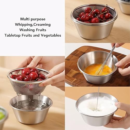 Miniatura 3 de Stainless Steel Colander, 16cm Portable Rice Washer Strainer Fruit Washing Bowl with Mixing Bowl for for Rice Pasta Spaghetti