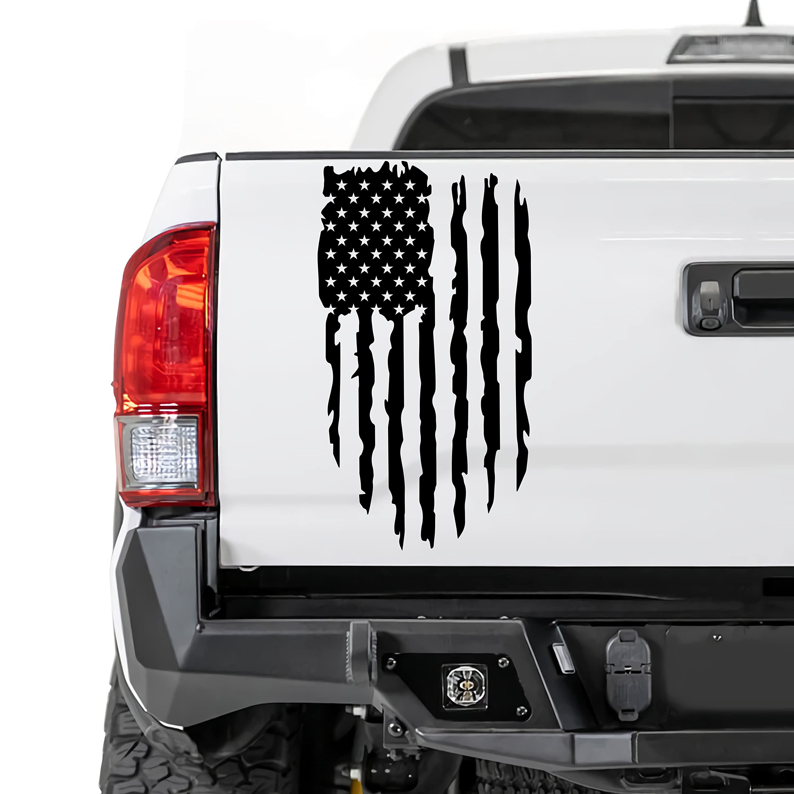 Black American Flag Trucak Decal,Truck Tailgate Vinyl Decal,Car Decal for Men,American Flag for Computer,Truck,Car,Wall(16x9in)