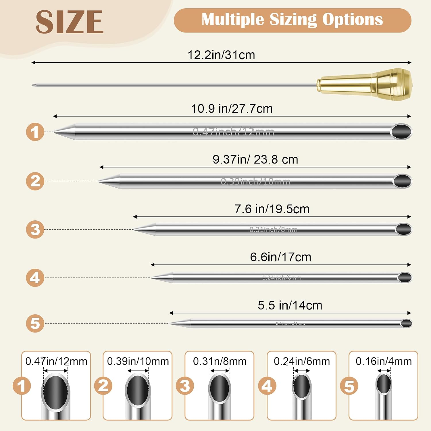 Rope Splicing Tool Kit(5 Sizes) Rope FID with Pusher | 1/4", 5/16", 3/8", 7/16", 1/2" Ropes FID Kit with Pusher & Storage Bag, For Double Boat/Climbing Ropes, Rapid Recovery